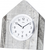 Uhr: AMS 5168  moderne Tischuhr mit  Natur-Baumblattauflage