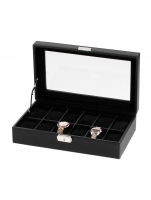 Uhr: Rothenschild Uhrenbox RS-1098-12CFBL für 12 Uhren schwarz