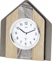 Uhr: AMS 5170  moderne Tischuhr Sonoma mit Natur-Baumblattauflage